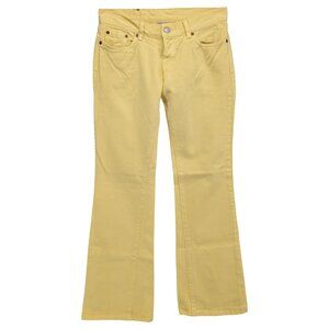 Lucky Brand Maggie Flare Jeans Womens Yellow Cotton Button Fly Denim Size 26